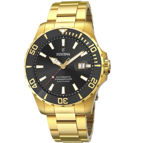 часовник festina f20533 2 автоматичен златен черен циферблат classicwatches.bg
