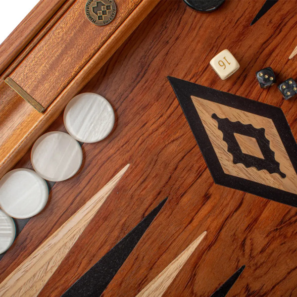 BACKGAMMON FOR GAME MANOPOULOS - ROSEWOOD BLACK & OAK POINTS, 48 X 53 CM