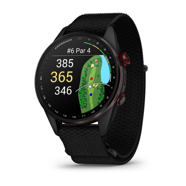 Garmin Approach S72 Carbon Gray/Red DLC Titanium Bezel с Black ComfortFit Fabric каишка 010-04148-02