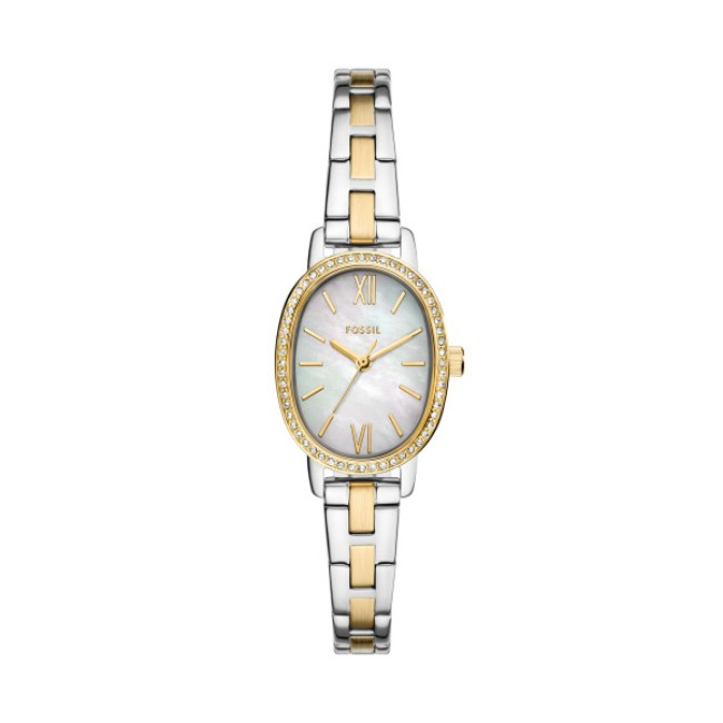 дамски часовник Fossil BQ5004 с перлен циферблат и двуцветна верижка
