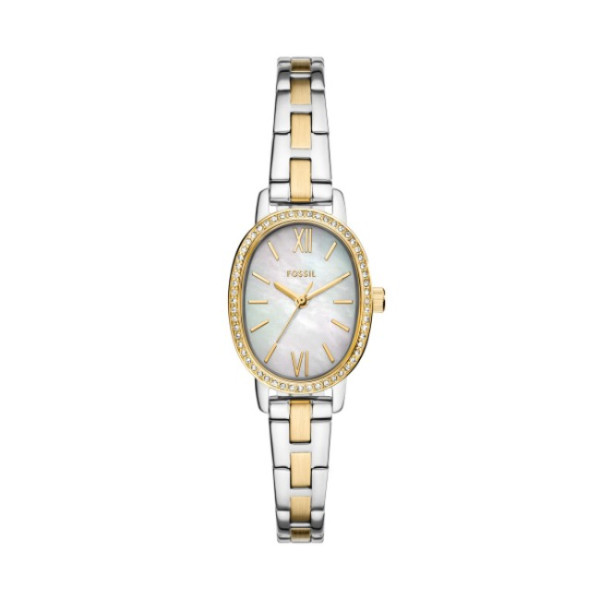 дамски часовник Fossil BQ5004 с перлен циферблат и двуцветна верижка
