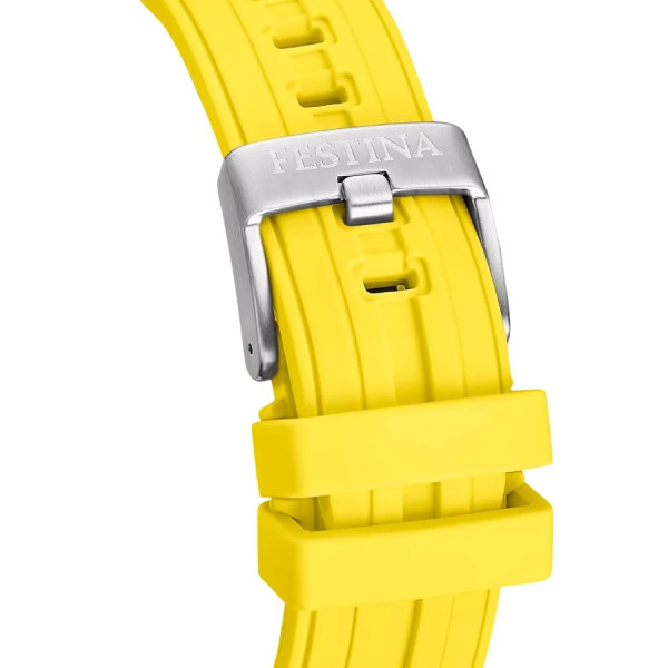 festina мъжки часовник черен циферблат тахиметър жълта каишка classicwatches.bg