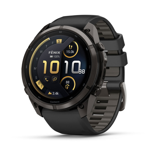 Garmin Fenix 9 Pro inReach Carbon Gray DLC Titanium с Black/Pebble Grey силиконова каишка 010-04337-11