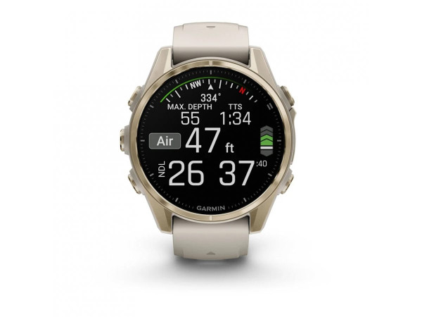 GARMIN FENIX 8 43MM AMOLED SAPPHIRE SOFT GOLD С FOG GRAY/DARK SANDSTONE СИЛИКОНОВА КАИШКА 010-02903-11