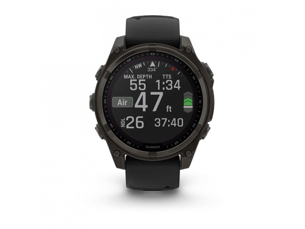 GARMIN FENIX 8 47MM SOLAR SAPPHIRE CARBON GRAY DLC TITANIUM С BLACK/PEBBLE GRAY СИЛИКОНОВА КАИШКА 010-02906-11