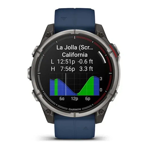 Garmin Quatix 8 смарт часовник с данни за приливи и лодка