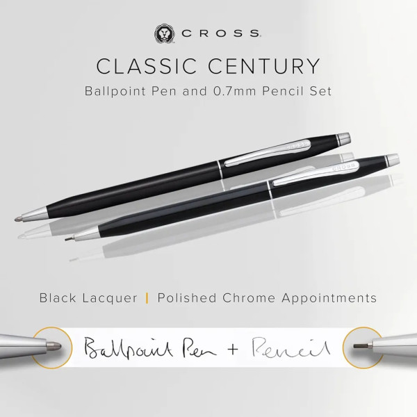 Комплект химикалка и молив 0.7 Cross Classic Century Black ct