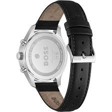 мъжки часовник hugo boss 1514326 черна кожена каишка 41 мм