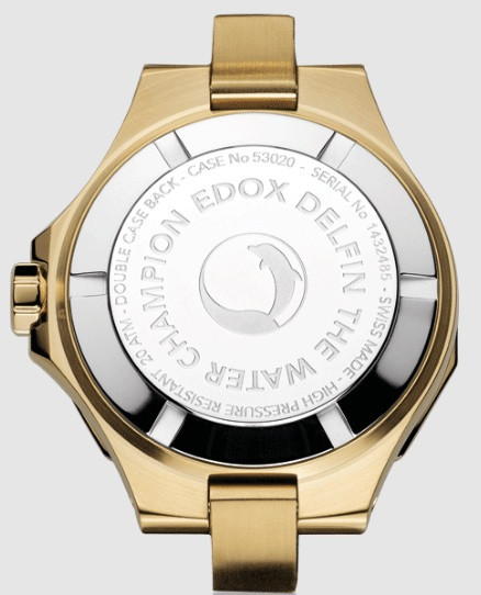 edox delfin 53020 37jm nid дамски дайвър 200 метра златен classicwatches.bg