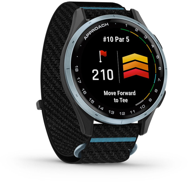 ЧАСОВНИК GARMIN APPROACH® J1 47 ММ GPS СМАРТ ЧАСОВНИК С CLOUD BLUE АЛУМИНИЕВ БЕЗЕЛ И BLACK/AZURE COMFORTFIT КАИШКА 010-03898-00