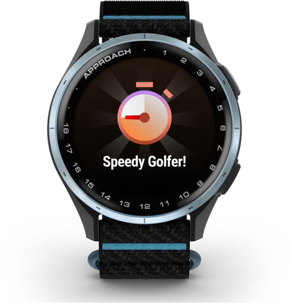 ЧАСОВНИК GARMIN APPROACH® J1 47 ММ GPS СМАРТ ЧАСОВНИК С CLOUD BLUE АЛУМИНИЕВ БЕЗЕЛ И BLACK/AZURE COMFORTFIT КАИШКА 010-03898-00