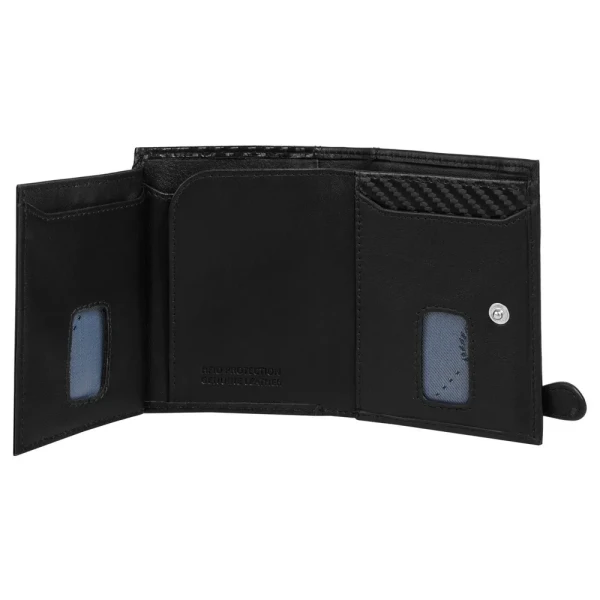 Калъф за карти и документи Bugatti - Secure Slim Carbon, черен