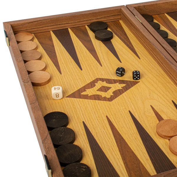 BACKGAMMON FOR GAME MANOPOULOS - OAK & WALNUT, 52X48 CM