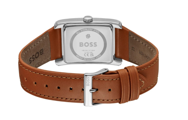 мъжки часовник hugo boss 1514316 кафява кожена каишка 43 мм