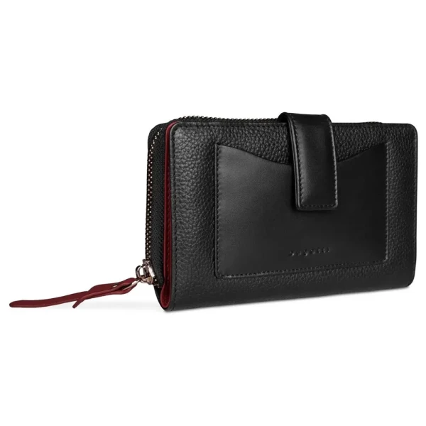 Дамски портфейл Bugatti - Viola L, RFID защита, черен/червен