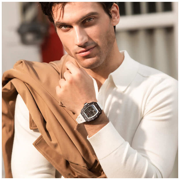 TSAR BOMBA T-Elemental Carbon Fiber Automatic Elegant White TB8208CF-40
