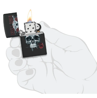LIGHTER ZIPPO - GUNS N' ROSES, FLOWER SKULL DESIGN