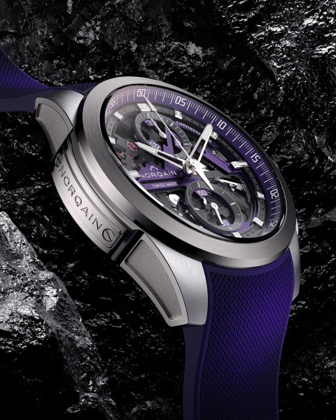 Часовник NORQAIN Independence Skeleton Chrono 42mm N3200.40T03.P01 – титаниева катарама и лилава гумена каишка – classicwatches.bg