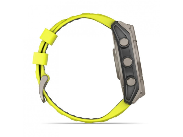 GARMIN FENIX 8 51MM SOLAR SAPPHIRE TITANIUM С AMP YELLOW/GRAPHITE СИЛИКОНОВА КАИШКА 010-02907-21