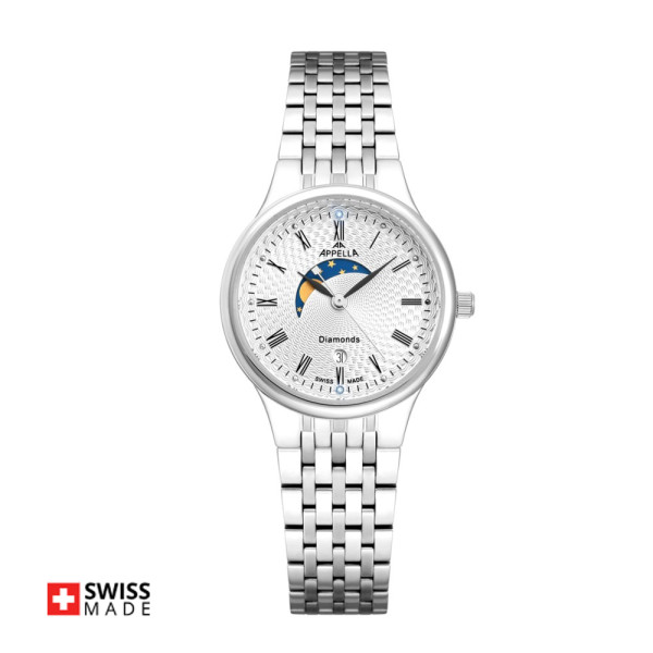 часовник Appella L32002.5133DMQ със сребрист циферблат и два диаманта classicwatches.bg