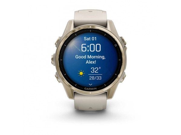 GARMIN FENIX 8 43MM AMOLED SAPPHIRE SOFT GOLD С FOG GRAY/DARK SANDSTONE СИЛИКОНОВА КАИШКА 010-02903-11