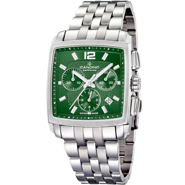 Часовник candino c4374 k мъжки квадратен хронограф зелен циферблат classicwatches.bg
