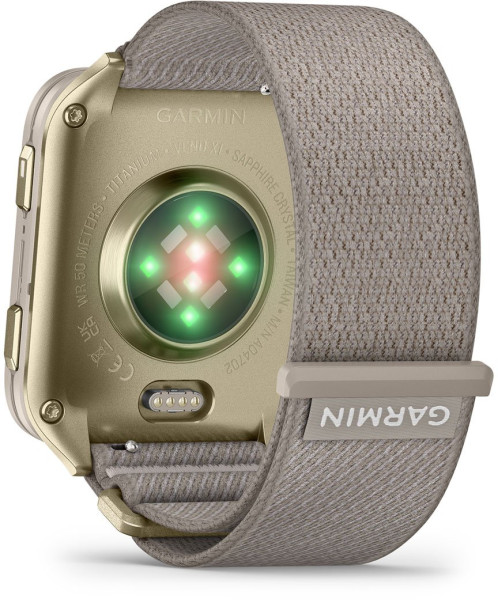 ЧАСОВНИК GARMIN VENU® X1 51 ММ AMOLED SOFT GOLD И FRENCH GREY НАЙЛОНОВА КАИШКА 010-02980-09