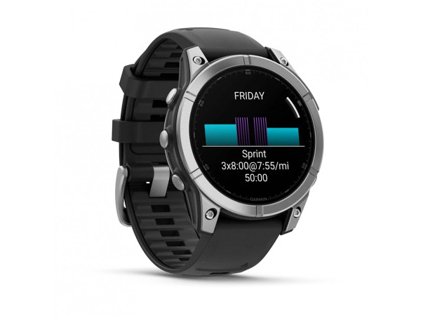 GARMIN FENIX E 47 ММ AMOLED STAINLESS STEEL С BLACK СИЛИКОНОВА КАИШКА 010-03025-00