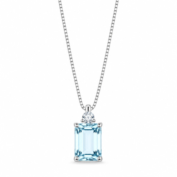 Comete necklace diamond and aquamarine GLQ278