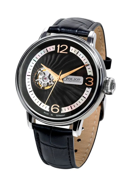 Часовник POLJOT INTERNATIONAL Jaros Open Heart 42mm 38NH.4280813 – отворен циферблат с тъмноседефен пръстен – classicwatches.bg