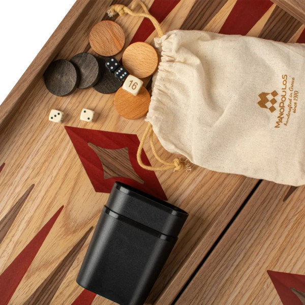 BACKGAMMON FOR GAME MANOPOULOS - OAK AND AMERICAN WALNUT, 52X48 CM