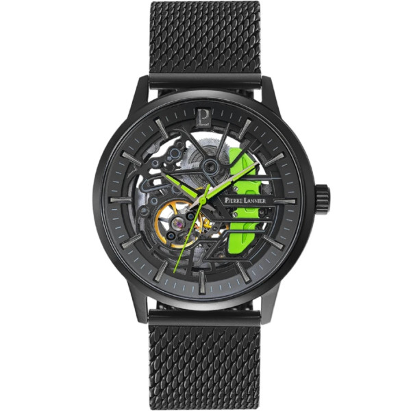 часовник pierre lannier 338a469 мъжки автоматичен скелетон черен корпус classicwatches.bg