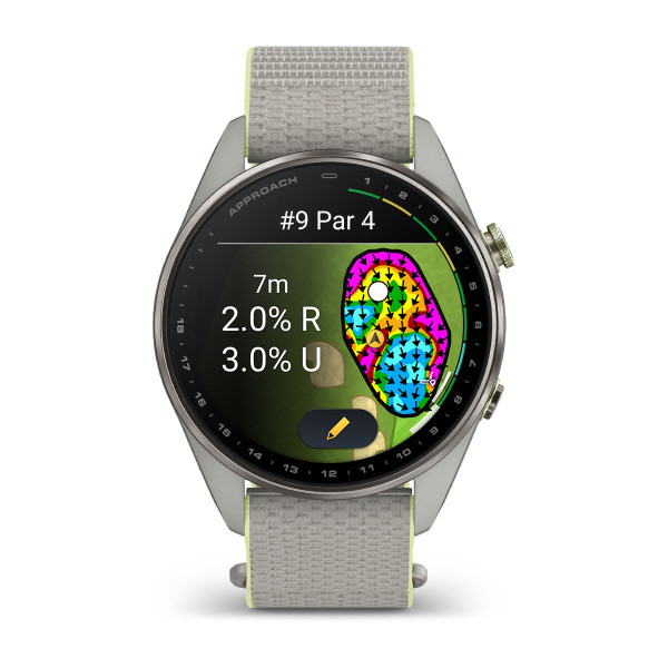 Garmin Approach S72 Silver/Citron Titanium Bezel с Fog Grey/Citron ComfortFit Fabric каишка 010-04148-04
