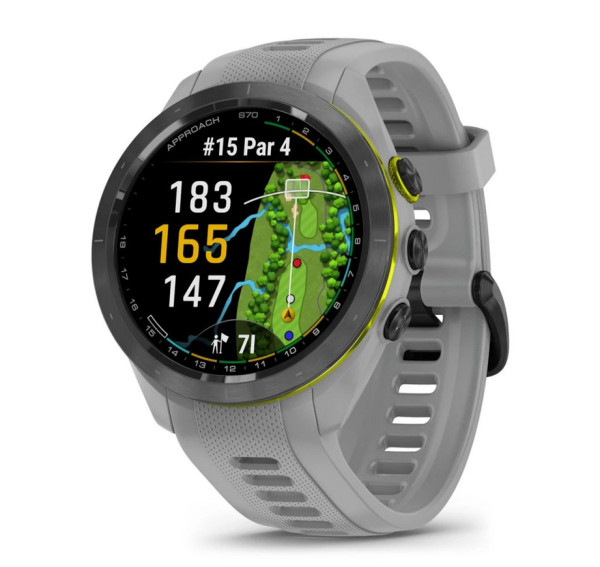 GARMIN Approach® S70 - Approach® S70 - 42 мм черен керамичен безел с Powder Grey силиконова каишка