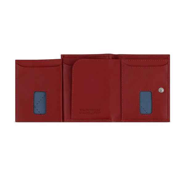 Кожен портфейл Bugatti - Secure Slim Special Zip Mini, червен