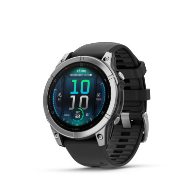 GARMIN FENIX E 47 ММ AMOLED STAINLESS STEEL С BLACK СИЛИКОНОВА КАИШКА 010-03025-00