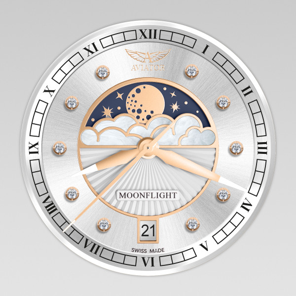 Часовник AVIATOR DOUGLAS MOONFLIGHT DIAMONDS 36M V1.33.2.382.5