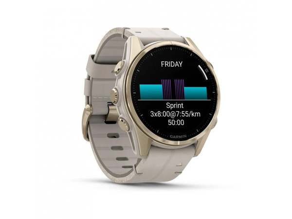 GARMIN FENIX 8 43MM AMOLED SAPPHIRE SOFT GOLD STAINLESS STEEL С FOG GRAY КОЖЕНА КАИШКА 010-02903-40