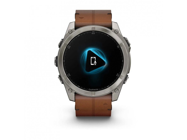 GARMIN FENIX 8 51MM AMOLED SAPPHIRE BARE TITANIUM BLACK С CHESTNUT КОЖЕНА КАИШКА