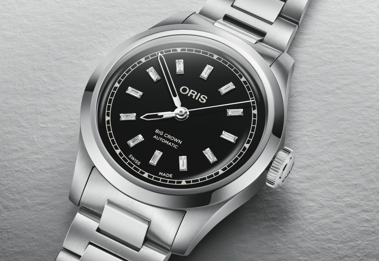 дамски часовник Oris с 12 диаманта и черен циферблат – ClassicWatches.bg