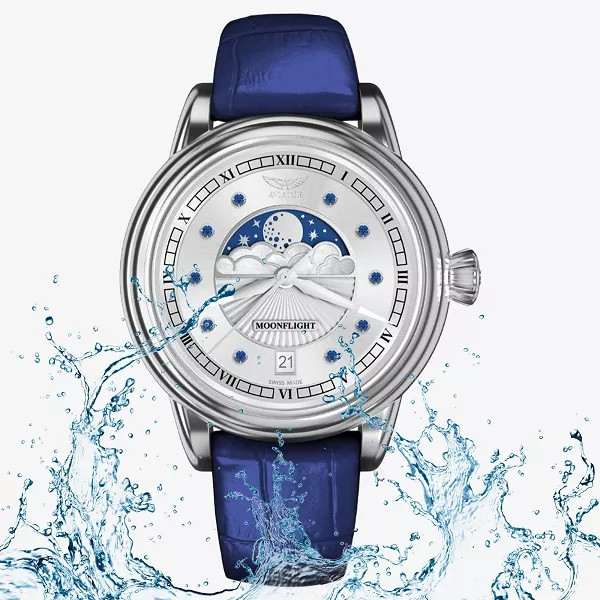 ЧАСОВНИК АVIATOR DOUGLAS MOONFLIGHT GEMSTONE EDITION BLUE SAPHIRE 36MM V.1.33.0.359.4