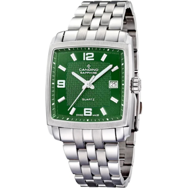 Часовник candino c4372 k мъжки квадратен корпус зелен циферблат classicwatches.bg

