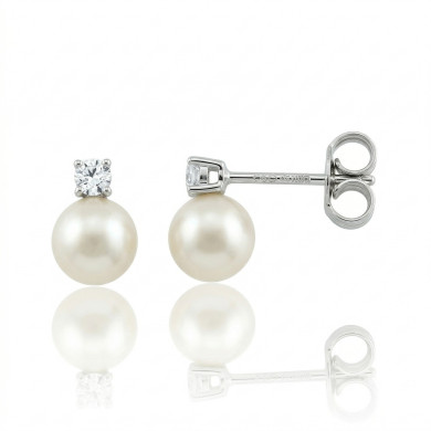 CARA DIAMANTI Златни обеци с цирконии и перла OR3906.6