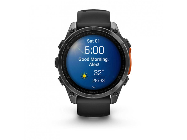 GARMIN FENIX 8 51MM AMOLED SAPPHIRE CARBON GRAY DLC TITANIUM С BLACK/PEBBLE GRAY СИЛИКОНОВА КАИШКА