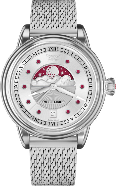 ЧАСОВНИК АVIATOR DOUGLAS MOONFLIGHT GEMSTONE EDITION RUBY 36MM V.1.33.0.419.5