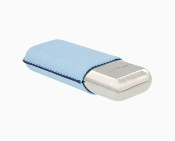 Калъф за 2 пури S.T.Dupont TURQUOISE GRAINED AND CHROME DOUBLE CIGAR CASE 183264