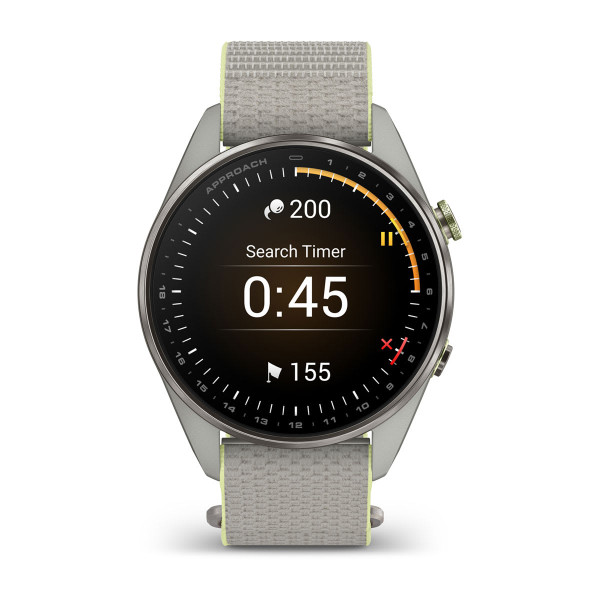 Garmin Approach S72 Silver/Citron Titanium Bezel с Fog Grey/Citron ComfortFit Fabric каишка 010-04148-04