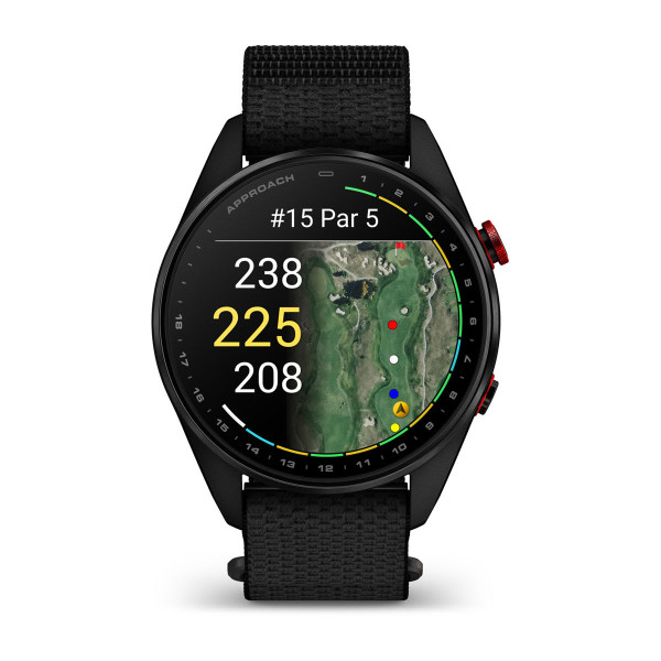 Garmin Approach S72 Carbon Gray/Red DLC Titanium Bezel с Black ComfortFit Fabric каишка 010-04148-02