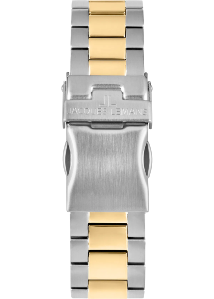 часовник jacques lemans 50 3i мъжки биколорен черен циферблат classicwatches.bg
