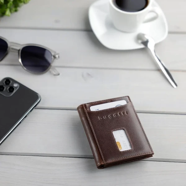 Калъф за карти и документи Bugatti - Secure Slim, кафяв